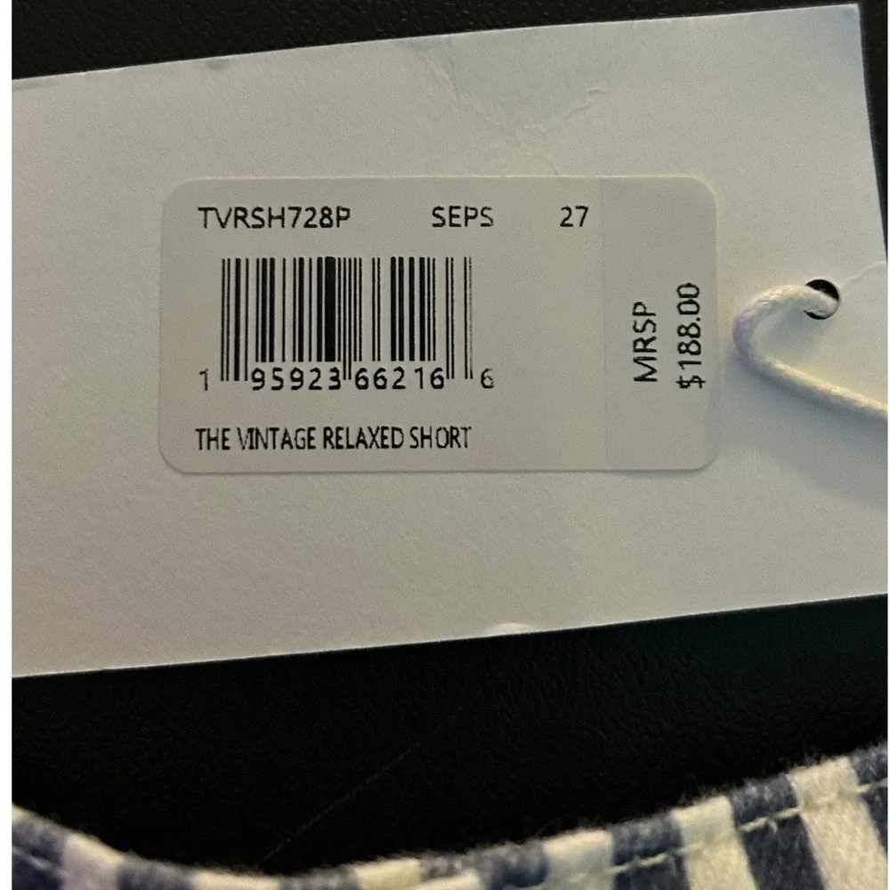 FRAME The Vintage Relaxed Short Seaport Stripe Navy White Denim Size 27 (1219)